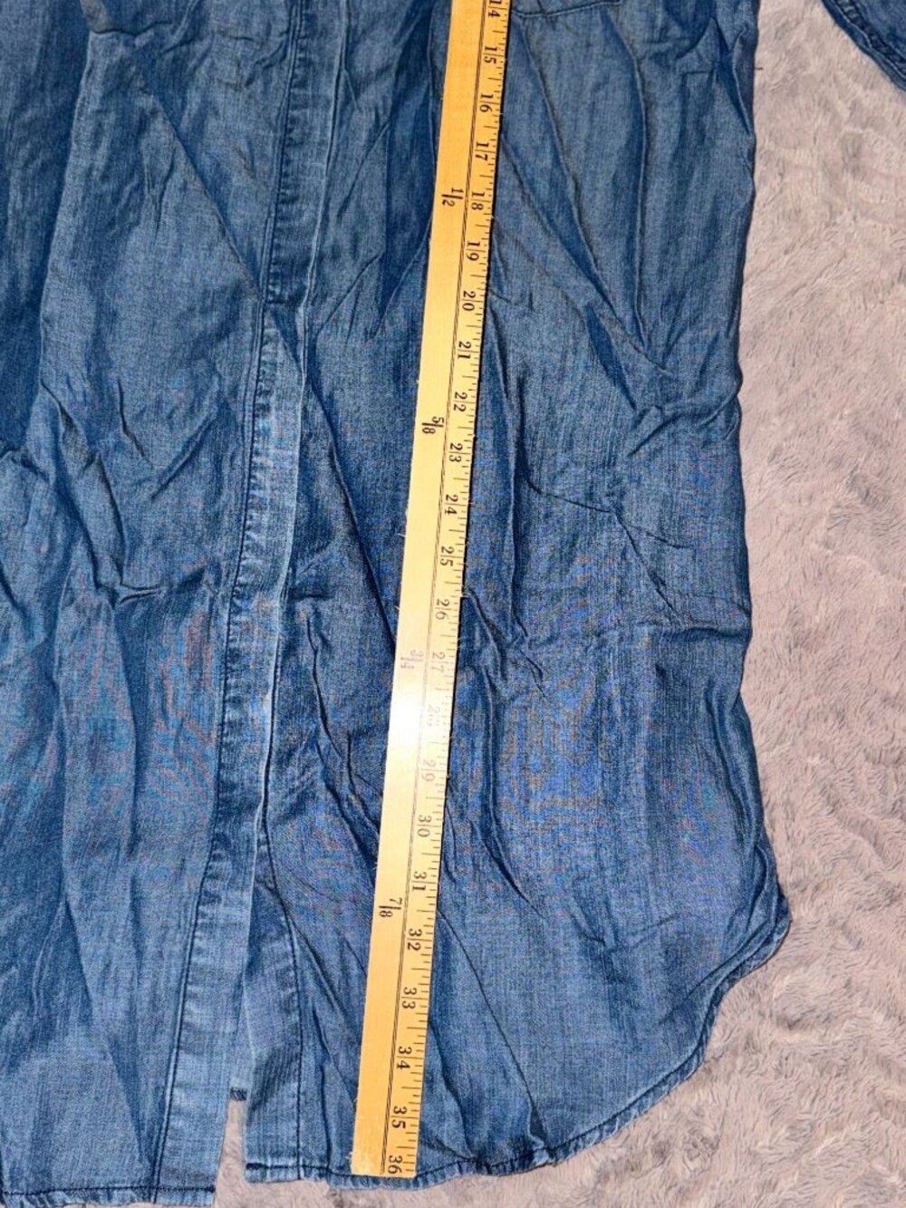 Andrea Jovine Denim Long-Sleeve Tunic Shirt Dress L 100% Tencel Blue - Picture 7 of 8